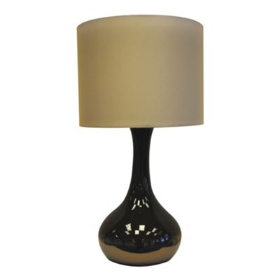 Litecraft Chocolate Gloss Trilby Table Lamp with Cream Shade