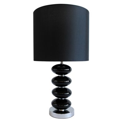 Litecraft Gloss Black Stacked Pebble Table Lamp