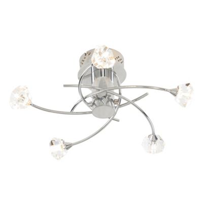 Litecraft Avian Chrome Flush 5 Light Ceiling Light