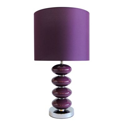 Litecraft Gloss Plum Stacked Pebble Table Lamp