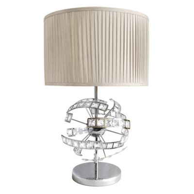 Litecraft Large Chrome Crystal Bar Table Lamp