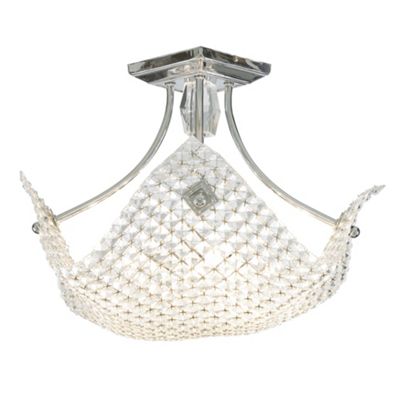 Litecraft Chrome Crystal Sheet Ceiling Light