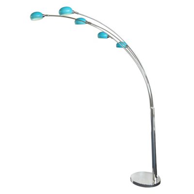 Litecraft Arc Nero 5 Light Floor Lamp with Blue Glass Shades