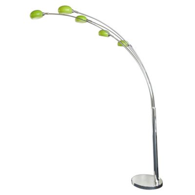 Litecraft Arc Nero 5 Light Floor Lamp with Green Glass