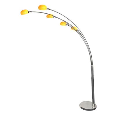 Arc Nero 5 Light Floor Lamp with Orange Glass