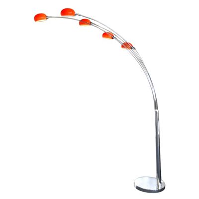 Litecraft Arc Nero 5 Light Floor Lamp with Red Glass Shades