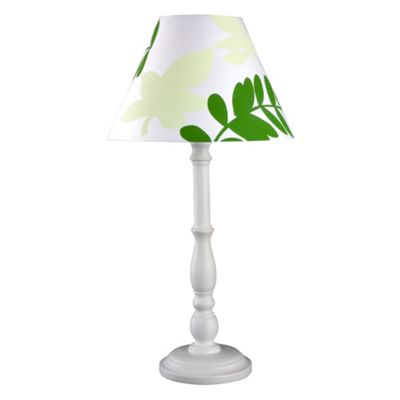 White Table Lamp with Leaf Design Shade