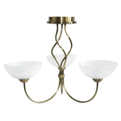 Litecraft Antique Brass Whirly 3 Light Ceiling Light