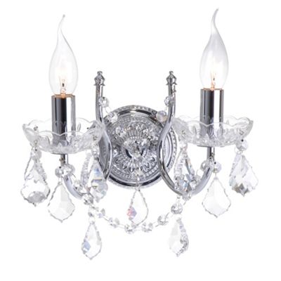 Litecraft Polished Chrome Maple 2 Light Crystal Wall Light