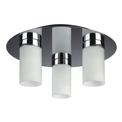 Polished Chrome Round Glass Bathroom Ceiling Light