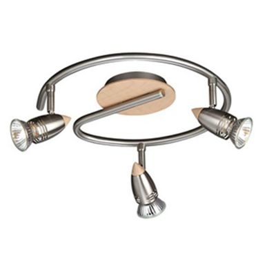 Litecraft Wood Tip Satin Nickel 3 Light Ceiling Light Spiral