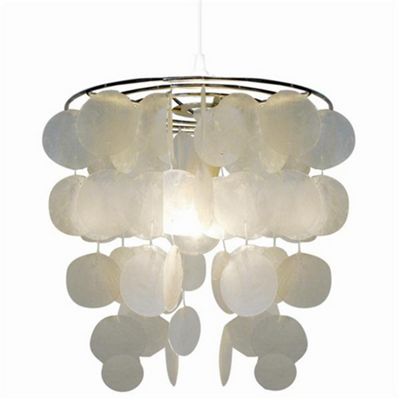 Pack of Two Natural Capiz Tiered Lamp Shade Pendants