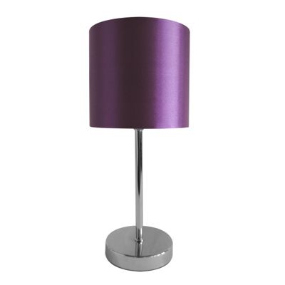 Litecraft Pack of 2 Small Chrome Table Lamp with Plum Shades