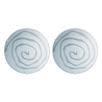Pack of 2 Spiral Glass Flush Ceiling / Wall Lights
