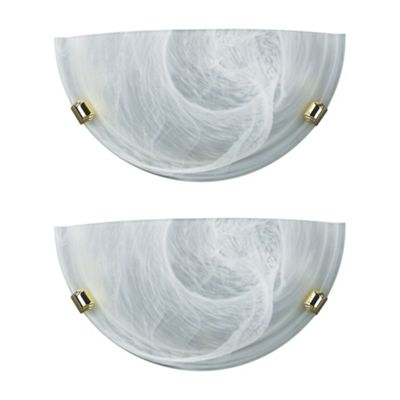 Pack of Two Alabaster Glass Half Wall Lights in