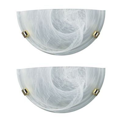 Litecraft Pack of 2 Alabaster Glass Half Wall Lights in