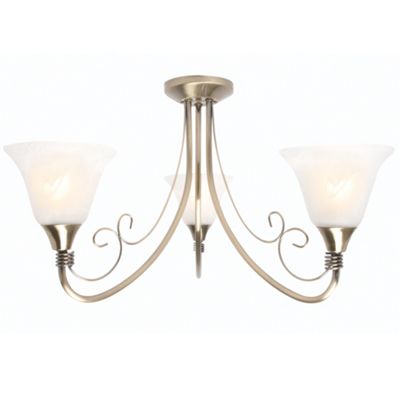 Litecraft Antique Brass Lauren 3 Light Ceiling Light