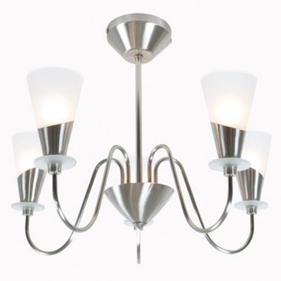 Litecraft Brushed Chrome Rollo 5 Light Ceiling Light