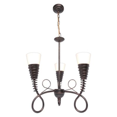 Brushed Copper Curl 3 Light Ceiling Light
