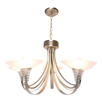 Litecraft Antique Brass Ritz 5 Light Ceiling Light