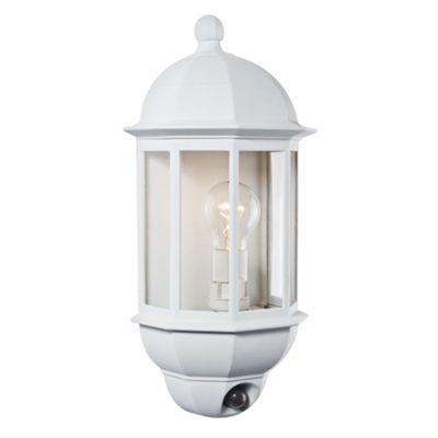 White Flush Outdoor Wall Lantern with PIR Sensor