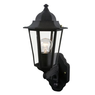 Litecraft Black Outdoor Wall Lantern Light with PIR Sensor