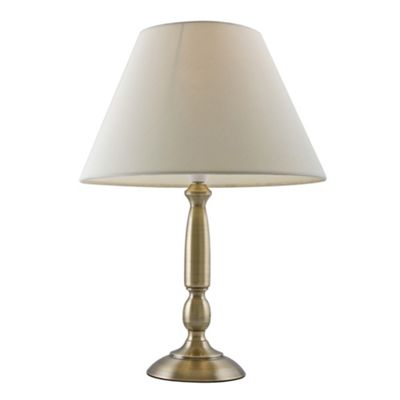 Antique Brass Table Lamp with White Shade