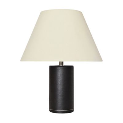 Litecraft Brown Faux Leather oval Table Lamp