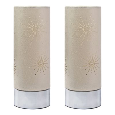 Litecraft Pack of 2 Cream Faux Suede Table Lamp