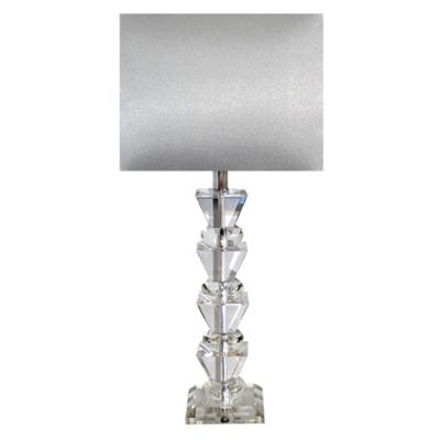 K9 Crystal Stacked Pyramid Table Lamp with Satin