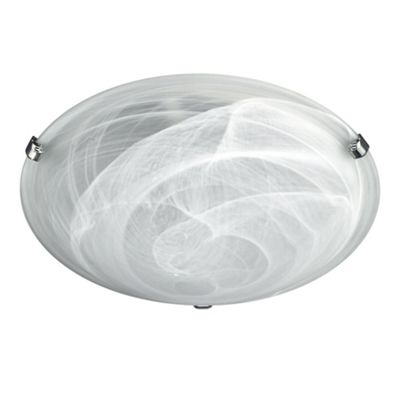 Litecraft Alabaster Glass Flush Ceiling Light with Chrome