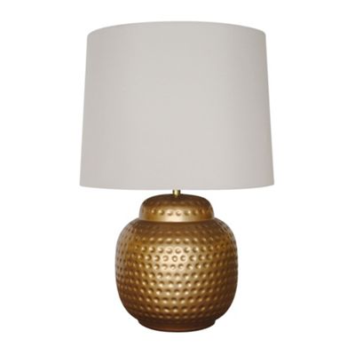 Litecraft Gold Dimple Ceramic Table Lamp with Cream Shade