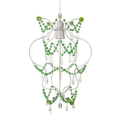 Easy Fit White Pendant with Green and Clear Crystal