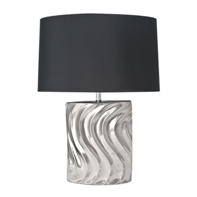 Litecraft Chrome Wave Square Base Table Lamp