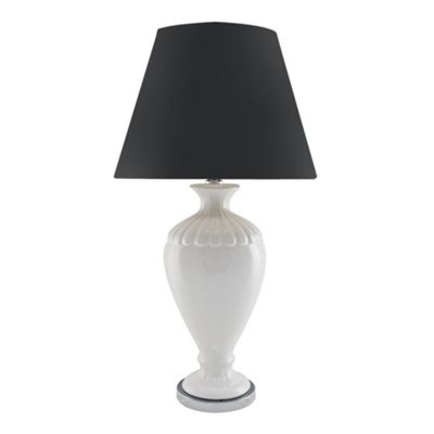 White Feathered Urn Table Lamp