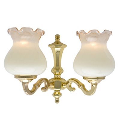 Litecraft Pack of 2 Polished Brass Blenheim Twin Wall Light