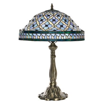 Litecraft Large Tiffany Blue Table Lamp