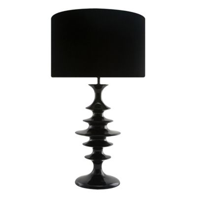 Litecraft Black Spindle Table Lamp with Velvet Shade