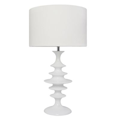 Litecraft White Spindle Table Lamp with Velvet Shade