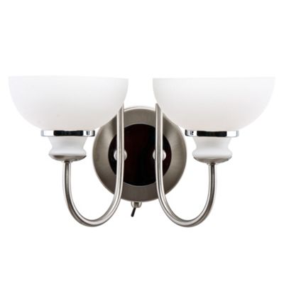 Litecraft Satin nickel and chrome jupiter twin wall light