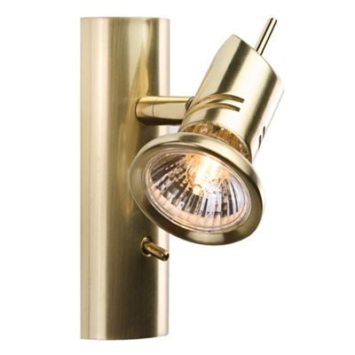 Satin brass switched wall light