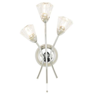 Litecraft Diamond chrome 3 light wall light