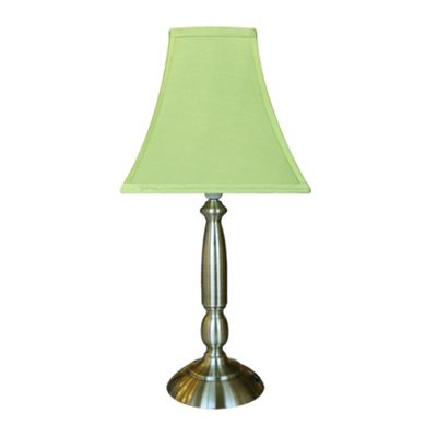 Litecraft Antique Brass Table Lamp with Green Shade