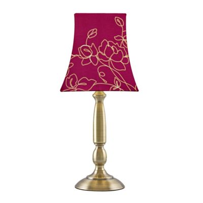 Litecraft Antique Brass Table Lamp with Red Shade