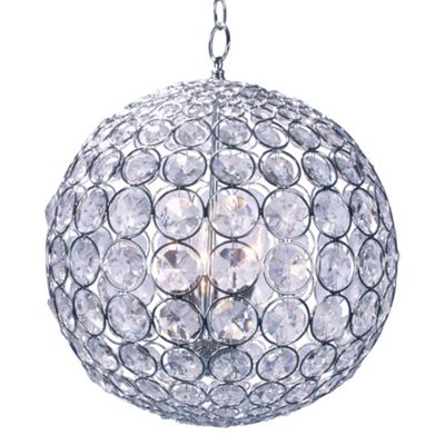 Chrome Large Faceted Glass Ball Ceiling Light