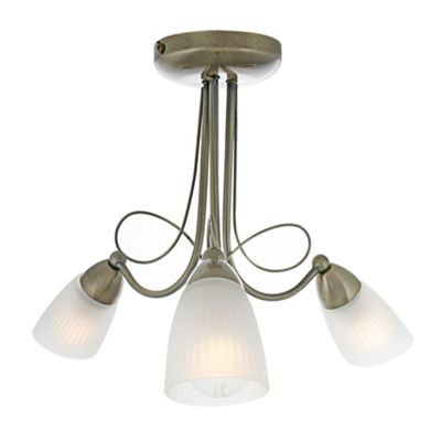 Litecraft Kafta Satin Brass 3 Light Ceiling Light