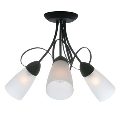 Litecraft Alexis Matt Black 3 Light Ceiling Light