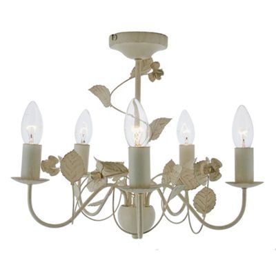 Cream and Gold Jemima 5 Light Floral Ceiling Light