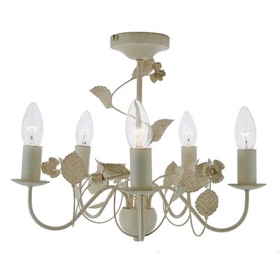 Litecraft Cream and Gold Jemima 5 Light Floral Ceiling Light