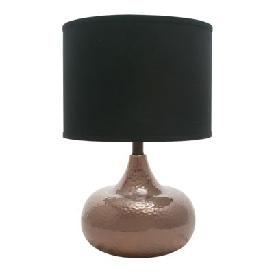 Bronze Dimple Base Table Lamp with Black Shade